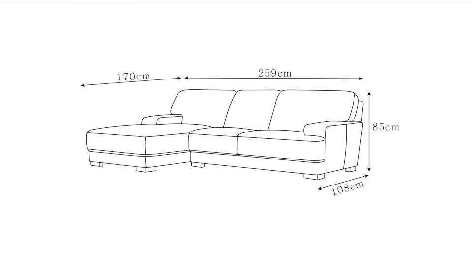 Volante Fabric Chaise Lounge Option A Diagram