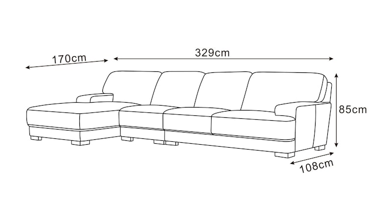 Volante Fabric Chaise Lounge Option B Diagram