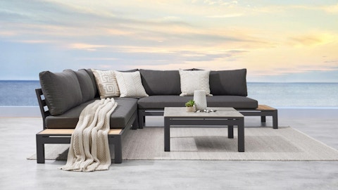Malibu Outdoor Fabric Corner Lounge With Coffee Table 6 Thumbnail