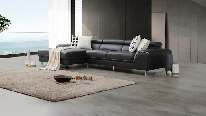 Cleo Leather Chaise Lounge Option A