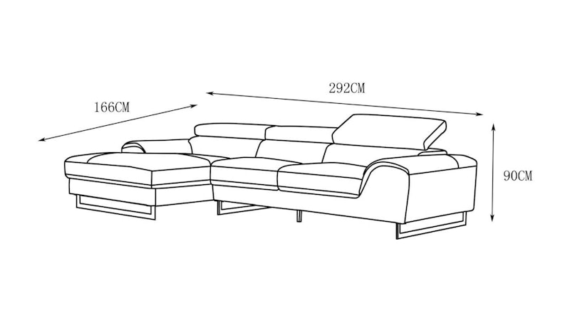 Cleo Leather Chaise Lounge Option A Diagram
