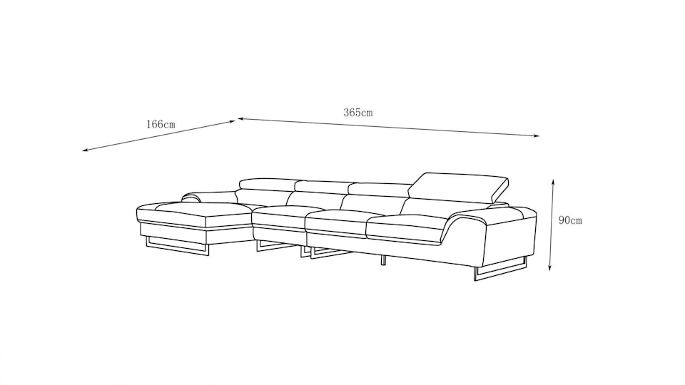 Cleo Leather Chaise Lounge Option B Diagram