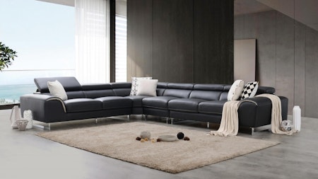 Cleo Leather Corner Lounge Option B