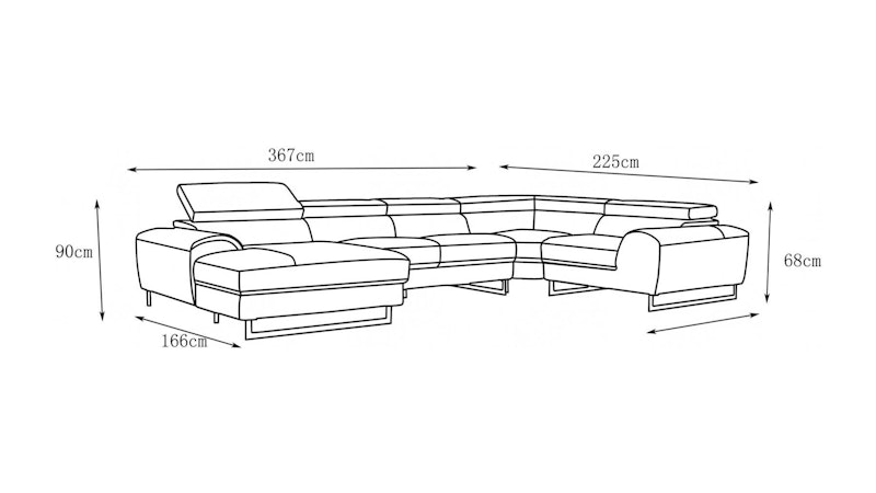 Cleo Leather Modular Lounge Option C Diagram