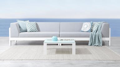 Noosa White Outdoor Fabric Lounge With Coffee Table