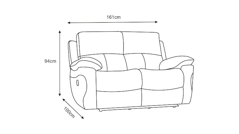 Lincoln Fabric Recliner Two Seater Sofa Diagram