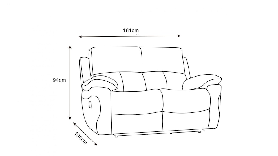 Lincoln Leather Recliner Two Seater Sofa Diagram