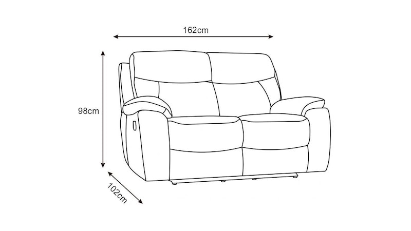 Balmoral Fabric Recliner Two Seater Sofa Diagram