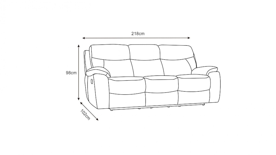 Balmoral Fabric Recliner Three Seater Sofa Diagram