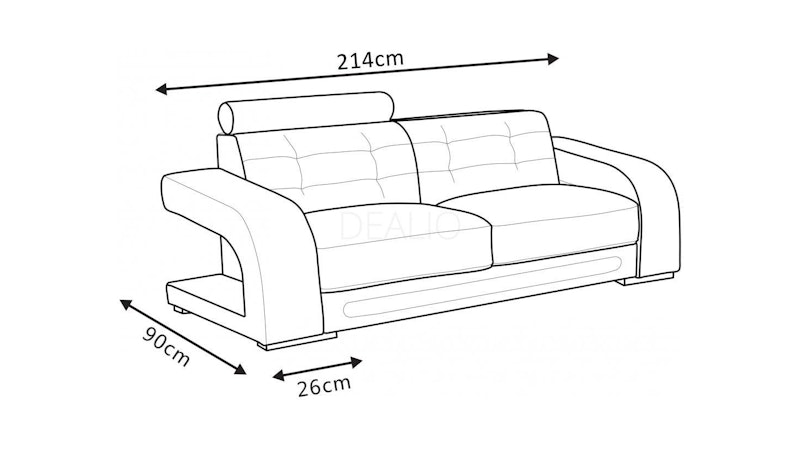 Casanova Leather Three Seat Sofa Diagram