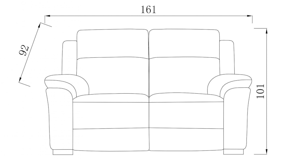 Cardiff Leather Recliner Two Seater Sofa Diagram