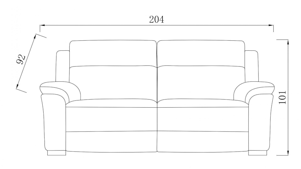 Cardiff Leather Recliner Three Seater Sofa Diagram