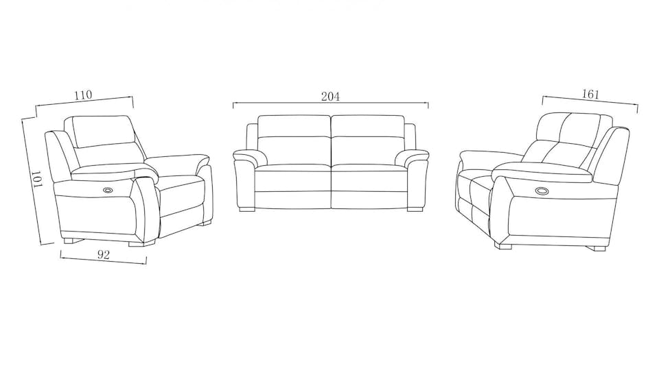 Cardiff Leather Recliner Sofa Suite 3 + 2 + 1 Lounge Life