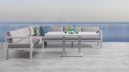Bondi White Outdoor Aluminium Lounge & Dining Combo