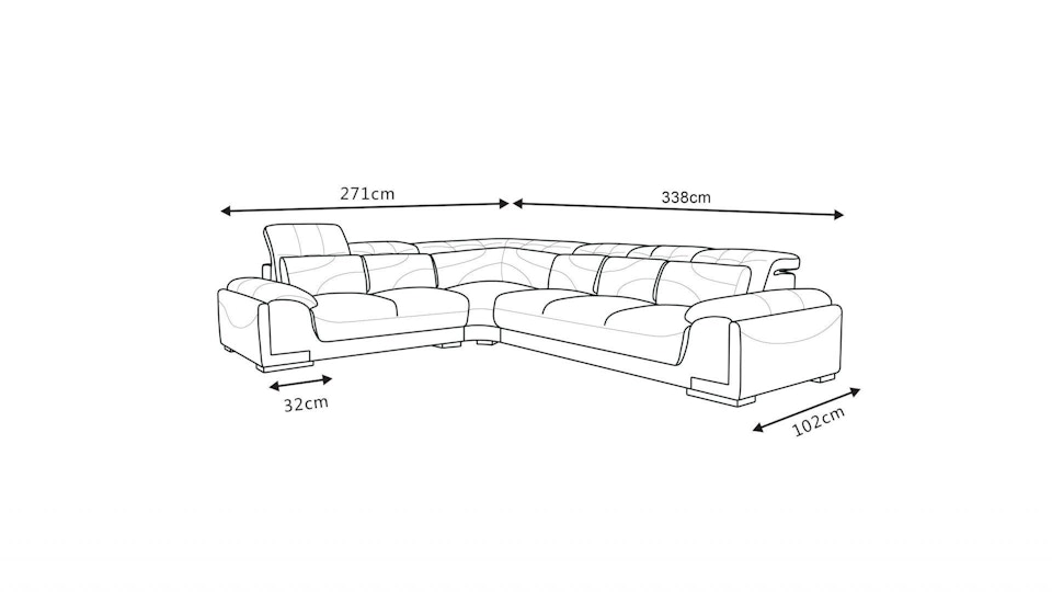 Bronte Leather Corner Lounge Option D Diagram