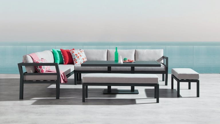 Bondi Black Outdoor Aluminium Lounge & Dining Combo - Lavita Furniture