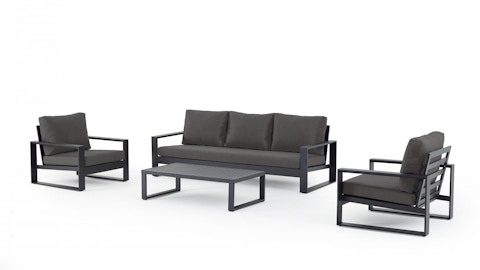 Riviera Black Outdoor Lounge Set 3+1+1 With Coffee Table 2 Thumbnail