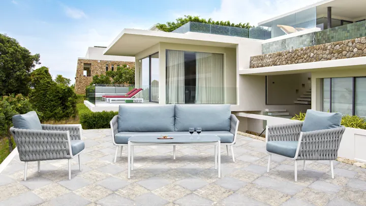 Santorini Outdoor Sofa Suite 3+1+1 With Coffee Table