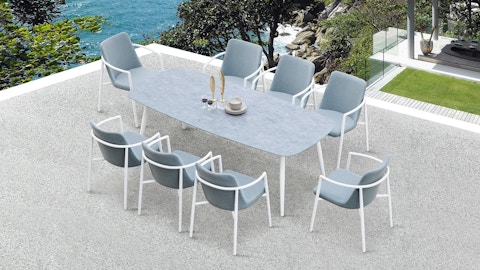 Santorini 9-piece Outdoor Ceramic Dining Set 1 Thumbnail