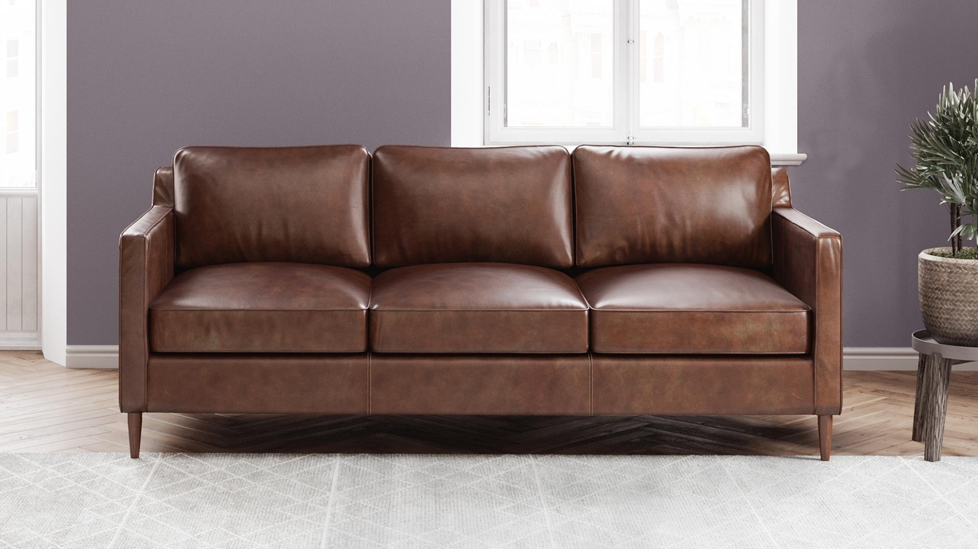 Oskar Leather Three Seater Sofa | Lounge Life