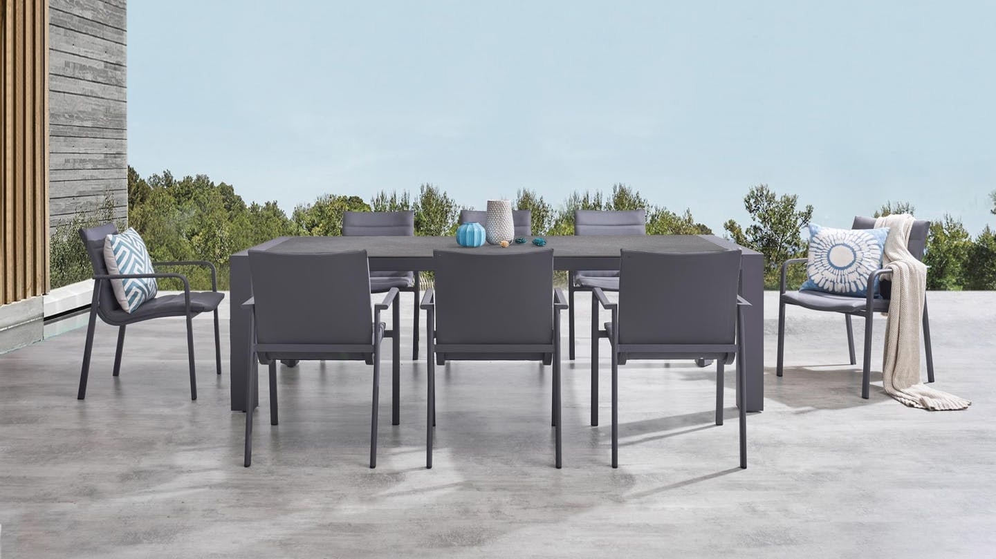 Santa Monica Charcoal 9-piece Outdoor Dining Set With Santa Monica Chairs 9 Thumbnail
