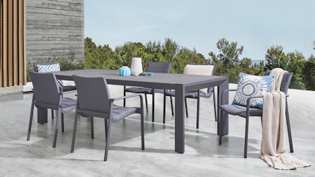 Santa Monica Black 7-piece Outdoor Dining Set With Santa Monica Chairs