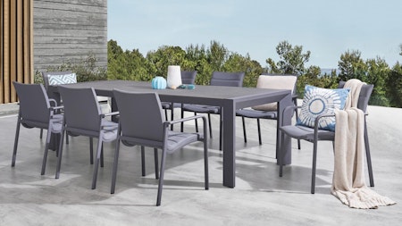 Santa Monica Charcoal 9-piece Outdoor Dining Set With Santa Monica Chairs