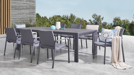 Santa Monica Black 9-piece Outdoor Dining Set With Santa Monica Chairs