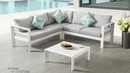 Springfield White Outdoor Corner Lounge With Coffee Table