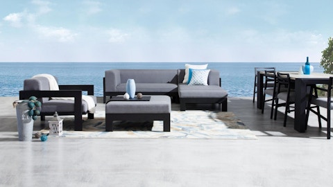 New Noosa Black Outdoor Fabric Chaise Lounge With Armchair & Ott 2 Thumbnail