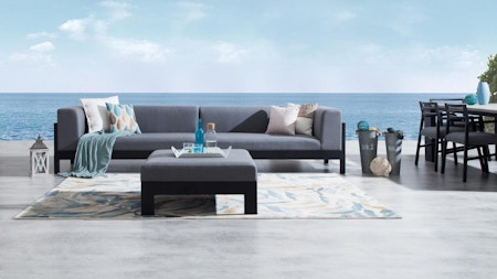 New Noosa Black Outdoor Fabric Lounge With Ottoman