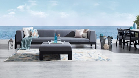 New Noosa Black Outdoor Fabric Lounge With Ottoman 1
