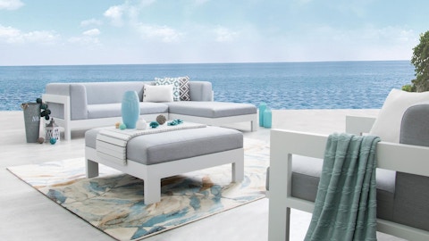 New Noosa White Outdoor Fabric Chaise Lounge With Armchair & Ott 6 Thumbnail