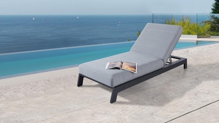 New Noosa Black Outdoor Fabric Sun Lounge