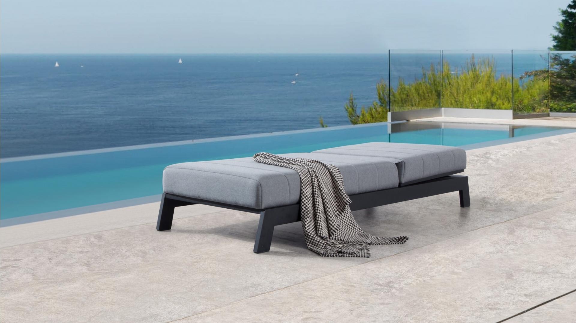 New Noosa Black Outdoor Fabric Sun Lounge 13 Thumbnail