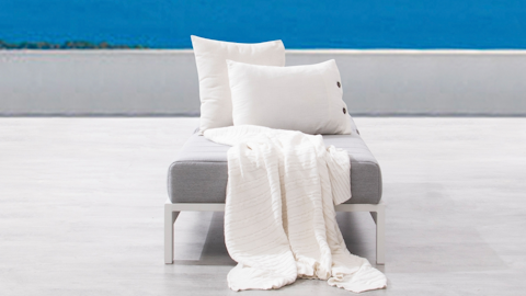 New Noosa White Outdoor Fabric Sun Lounge 3