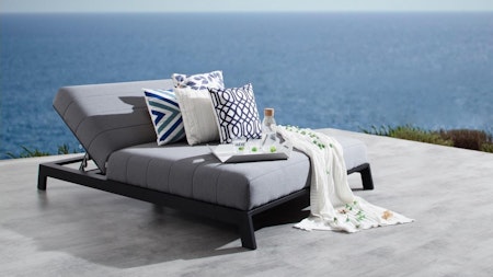 New Noosa Black Outdoor Fabric Double Sun Lounge