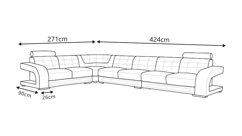 Casanova Leather Corner Lounge Option C Diagram