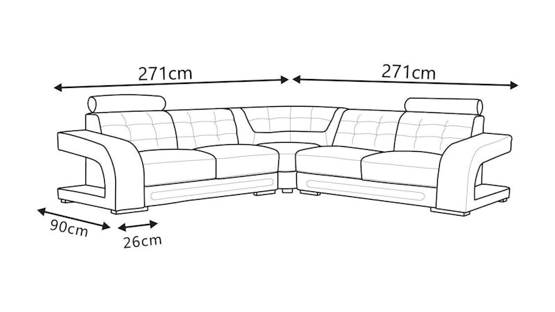Casanova Fabric Corner Lounge Option A Diagram