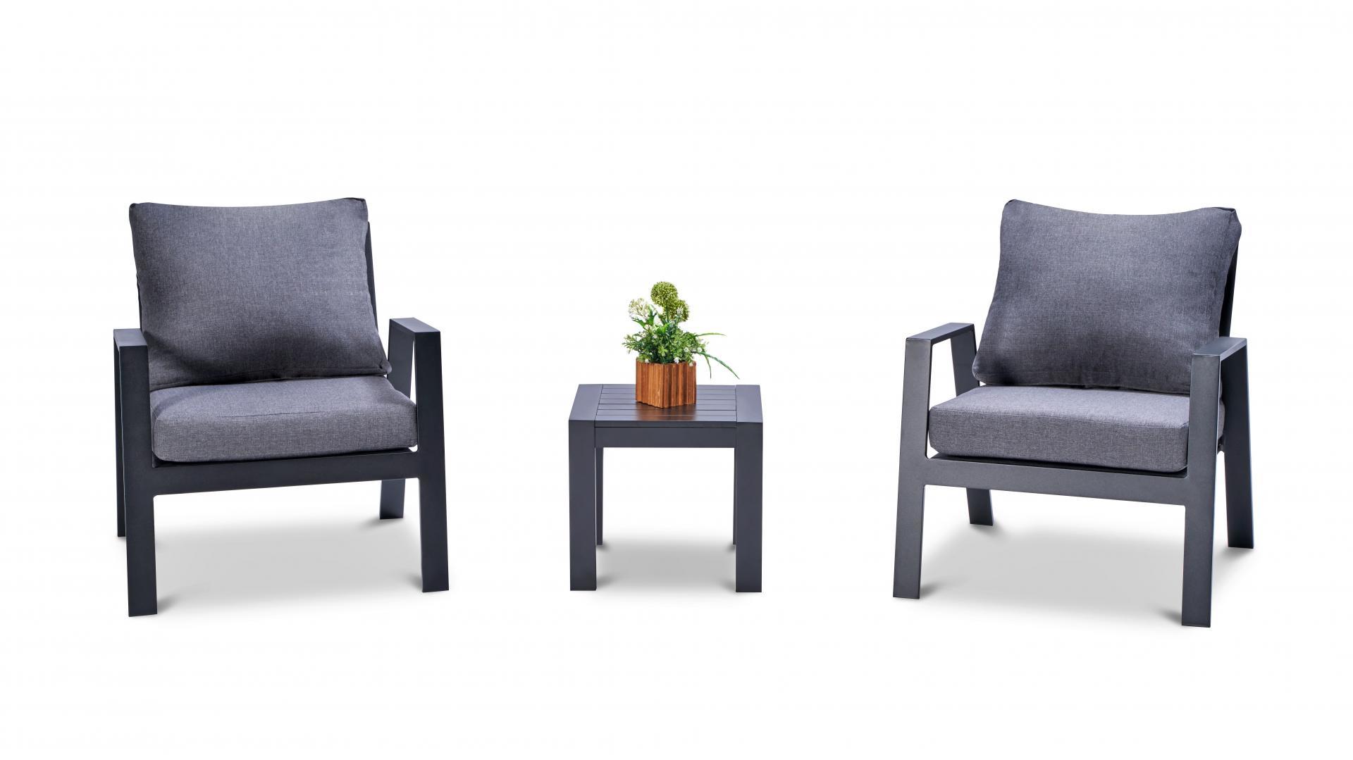 Selby Black Outdoor Lounge Set 1+1 With Coffee Table 4 Thumbnail