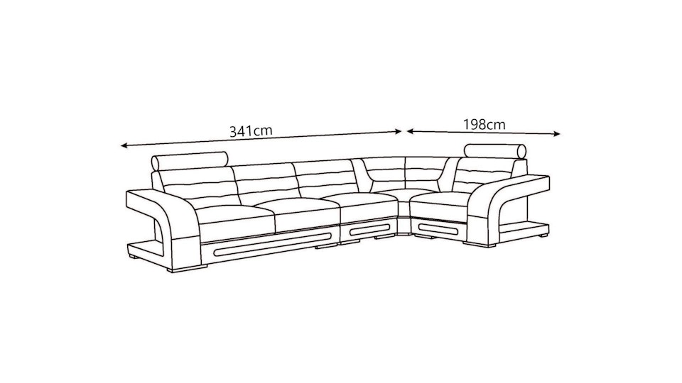 Casanova Leather Corner Lounge Option F Diagram