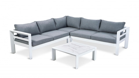 Springfield White Outdoor Corner Lounge With Coffee Table 6 Thumbnail