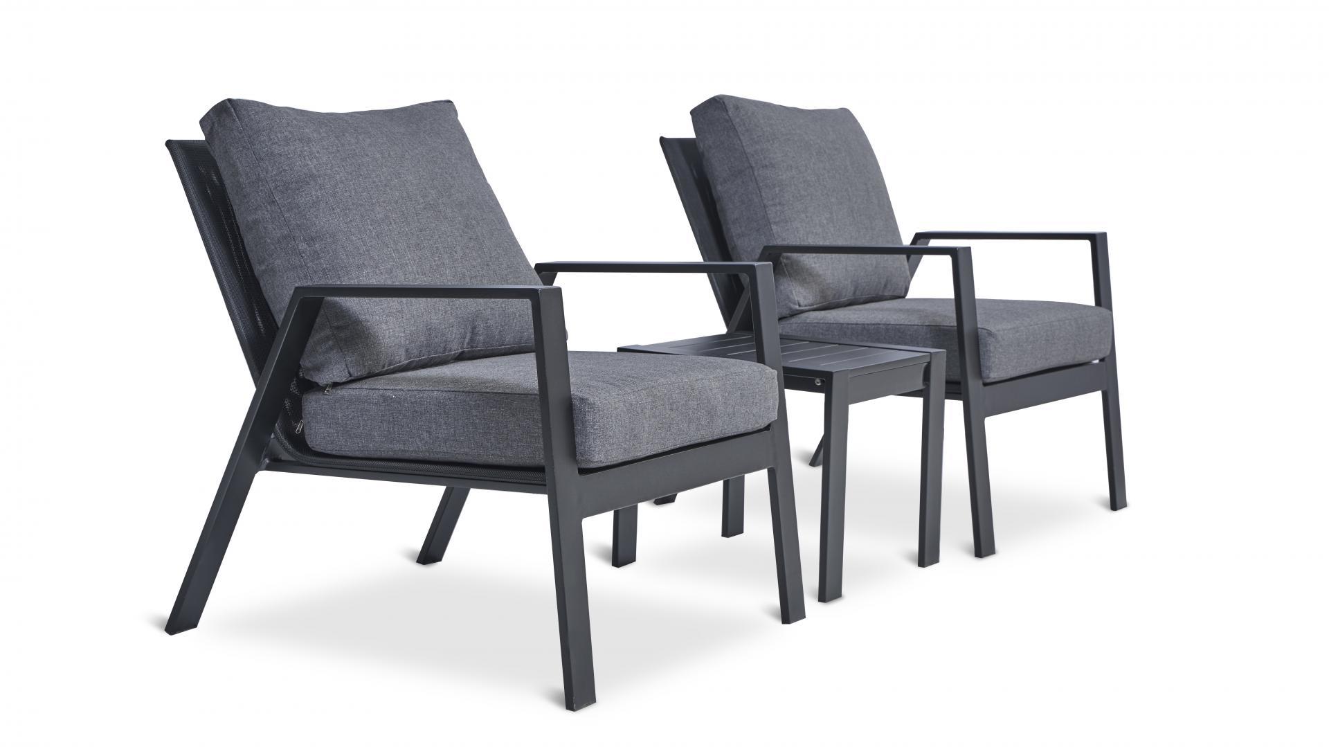 Selby Black Outdoor Lounge Set 1+1 With Coffee Table 4 Thumbnail