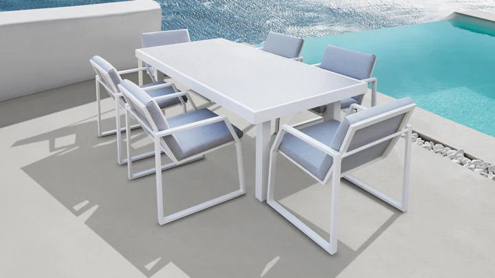 Invini White 7-piece Outdoor Ceramic Dining Set