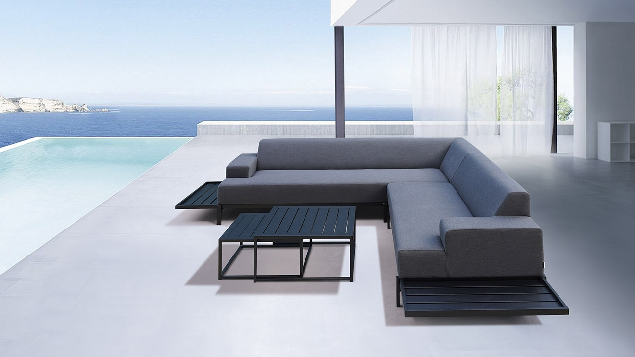 Glamour Dark Outdoor Corner Lounge With Nested Coffee Tables 6 Thumbnail