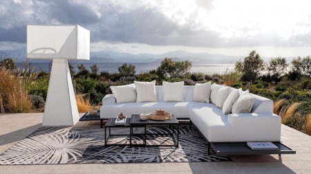 Glamour Light Outdoor Corner Lounge With Nested Coffee Tables