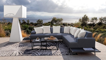 Glamour Dark Outdoor Corner Lounge With Nested Coffee Tables