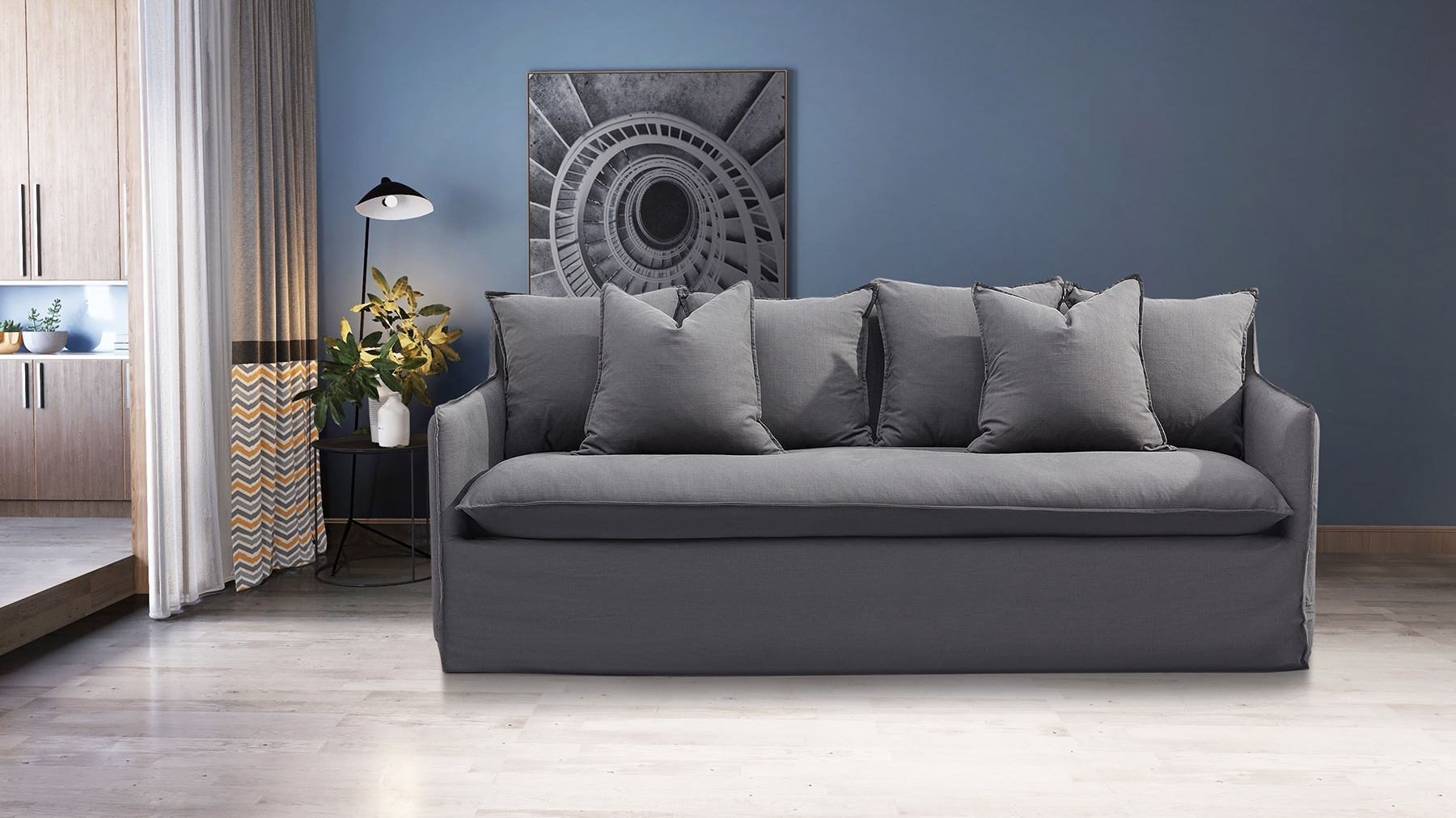 Coco Fabric Three Seat Sofa 22 Thumbnail