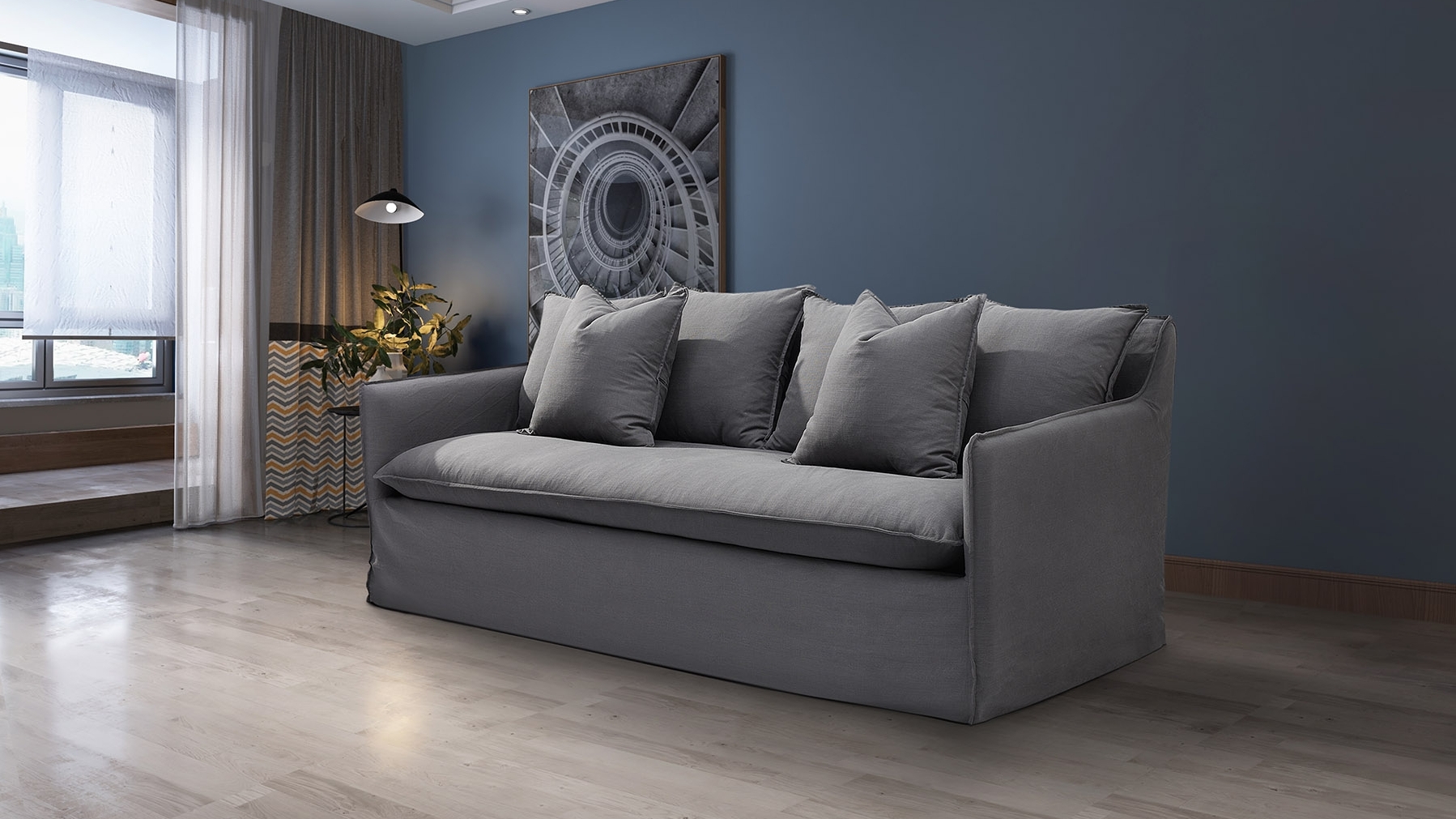 Coco Fabric Three Seat Sofa 22 Thumbnail