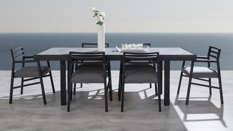 Invini Black 7-piece Outdoor Ceramic Dining Set With Blaze Chairs 2 Thumbnail